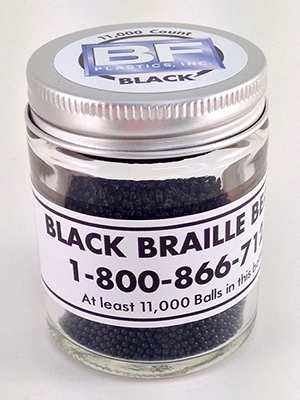 Braille Beads Black Acrylic 11,000 Per Jar